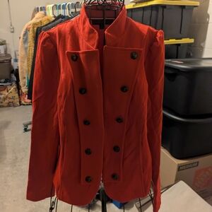 Tommy Hilfiger Red Double-Breasted Military-Style Blazer